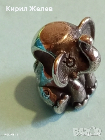 Сребърно мънисто слон PANDORA уникат майсторска изработка 50902, снимка 4 - Колиета, медальони, синджири - 52651242