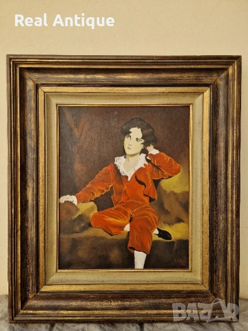 Страхотна антикварна холандска авторска картина масло върху платно , снимка 3 - Картини - 50781557