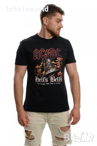 Нова мъжка тениска с дигитален печат на музикалната група AC/DC - HELL'S BELLS, снимка 3 - Тениски - 30162628