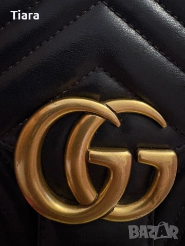 Оригинална Gucci GG Marmont – Черна естествена кожа, снимка 3 - Чанти - 54291904