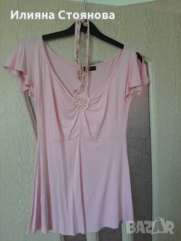 Красива розова блуза с къс ръкав 