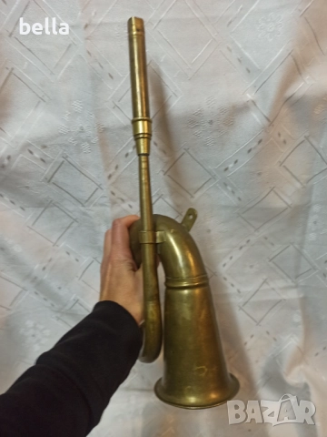 Месингов клаксон – 37 см, рядък модел с интересна декоративна  решетка. , снимка 8 - Антикварни и старинни предмети - 52582347