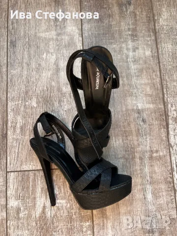 Нови секси елегантни сандали висок ток черни лека платформа номер 39, снимка 6 - Сандали - 47364779
