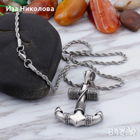 Масивен медальон котва, снимка 2 - Колиета, медальони, синджири - 39090426