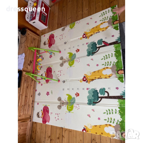4134 Сгъваемо детско килимче за игра, топлоизолиращо 180x200х1см - модел Животни в самолет и азбука, снимка 4 - Други - 44793278