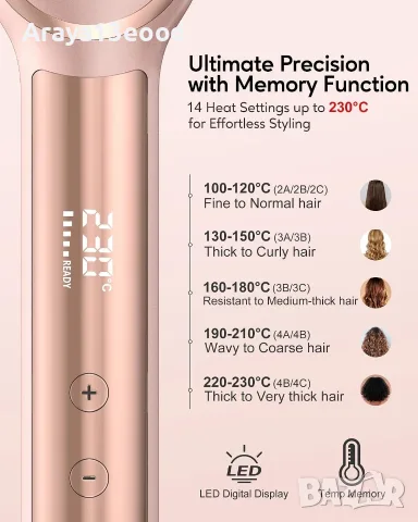 Terviiix Hair Straightener Brush – Йонна четка за изправяне на коса, 14 температури, 230°C, снимка 4 - Друга електроника - 55750758
