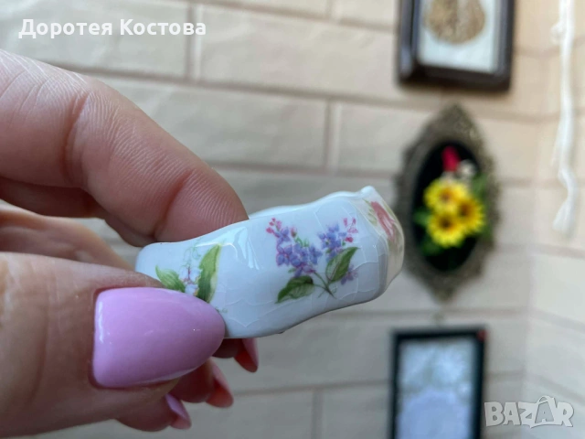 Красиви пръстени от костен порцелан от Англия с цветя, снимка 9 - Антикварни и старинни предмети - 53895635