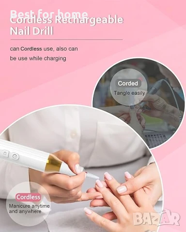  DEEHENK Комплект за маникюр- пила с 12 свредла и 6 шлифовъчни ленти, снимка 5 - Педикюр и маникюр - 50712636