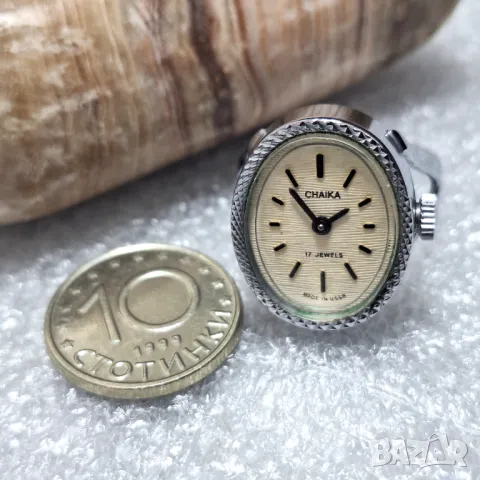 Дамски Механичен Часовник-Пръстен CHAIKA 17 Jewels СССР, снимка 15 - Дамски - 49315763