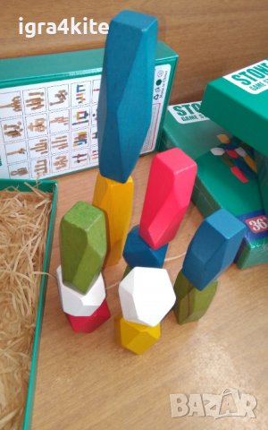 Ново! 12бр. високи дървени камъни Монтесори за игра или декорация, снимка 4 - Образователни игри - 36822286