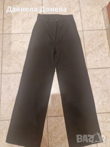 Дамски черен широк панталон