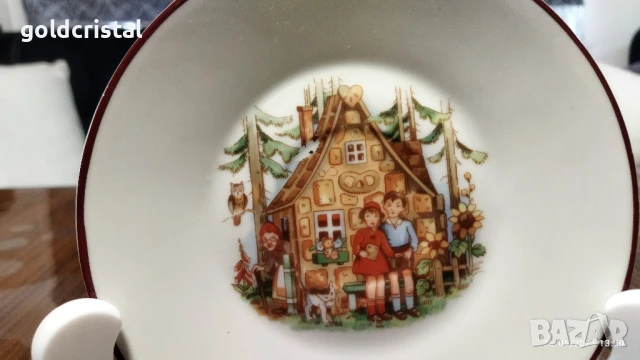 стар български порцелан изида детски приказки чиния , снимка 5 - Антикварни и старинни предмети - 50477405