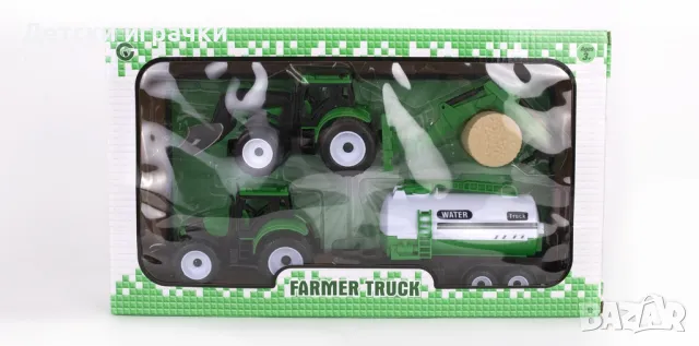 Комплект от 2бр трактор с ремарке и бали, снимка 6 - Коли, камиони, мотори, писти - 49245351