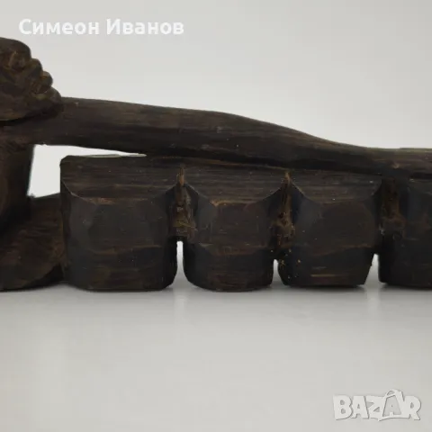 Стара африканска абаносова статуетка на барабанист #5885, снимка 5 - Антикварни и старинни предмети - 50244150