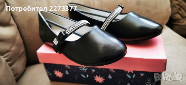 Продавам детски обувки, тип балерини - черни, 28 номер, снимка 2 - Детски обувки - 38091756