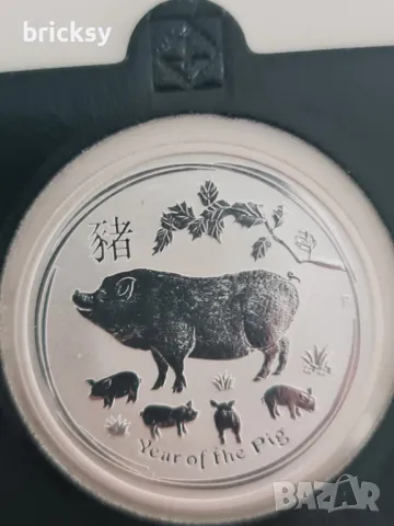 3 бр. Лунари сребро половин унция 1/2 oz  куче 2018, тигър 2010 и прасенце 2019, снимка 3 - Нумизматика и бонистика - 49383502