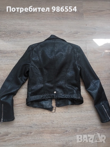 Дамско кожено яке размер S черно, снимка 4 - Якета - 51549682