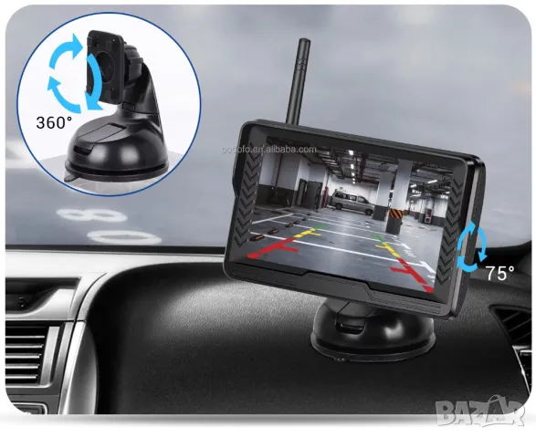 Безжична камера за заден ход, с монитор 4.3 инча, кола, автомобил, широк ъгъл, задно, нощно виждане, снимка 2 - Аксесоари и консумативи - 49397354