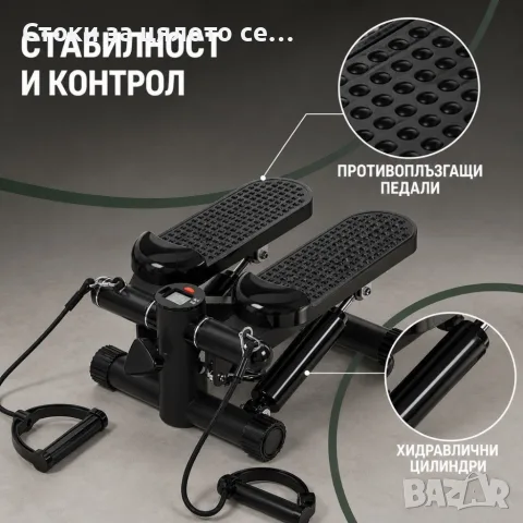 Хидравличен степер с ластици и LCD брояч, снимка 4 - Фитнес уреди - 56544676