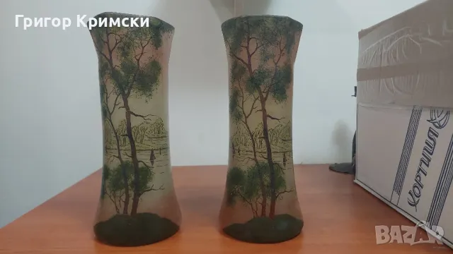 Стари ловджийски вази 2бр,височина-28см.цена за 2бр.-200лв, снимка 2 - Вази - 48804726