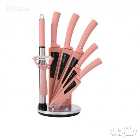 Комплект кухненски ножове 8 в 1 с въртяща се стойка Cheffinger за подредена кухня, снимка 3 - Други - 53181832