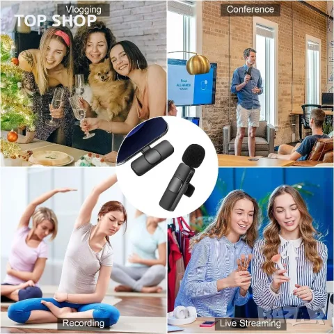 Безжичен петличен микрофон за iPhone iPad и Type C, снимка 7 - Микрофони - 48487175
