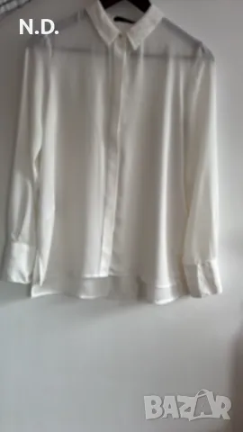 Елегантна дамска бяла блуза с дълъг ръкав Mango, XS, снимка 3 - Ризи - 48092515