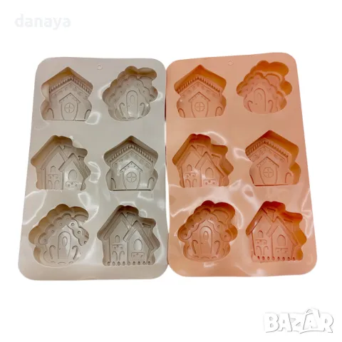 5478 Силиконова форма Коледни къщички, 6 гнезда, снимка 7 - Форми - 48067243