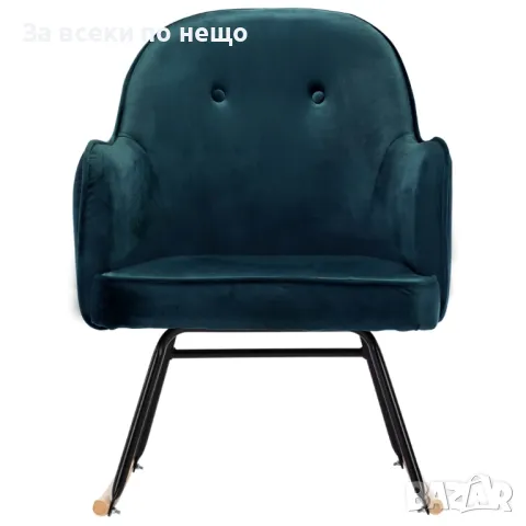 Люлеещ стол, син, кадифе, снимка 3 - Столове - 48433788