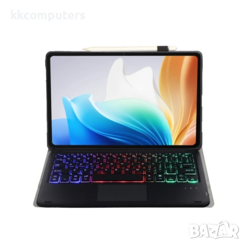 OP14-AS Кожен Калъф с Bluetooth Клавиатура с Тъчпад за OnePlus Pad Go / OPPO Pad Air2 / Neo - Стойка, снимка 4 - Резервни части за телефони - 53888966