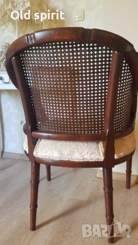 Кресло с ратан и рамка от масив наподобяващ бамбук (fake bamboo), снимка 3 - Антикварни и старинни предмети - 51075996