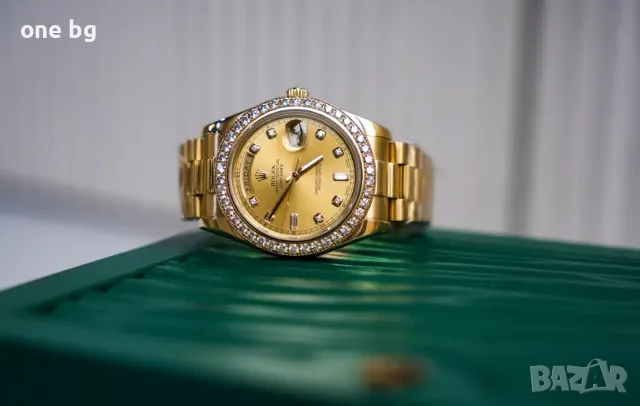 Rolex Day Date President Gold Champagne Diamond Bezel, снимка 4 - Луксозни - 55973486