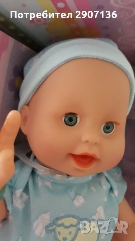 Бебе с много функции и батерии, плаче, храни се с шише,смее се,може да движи само ръце и крака , снимка 1 - Кукли - 34923469