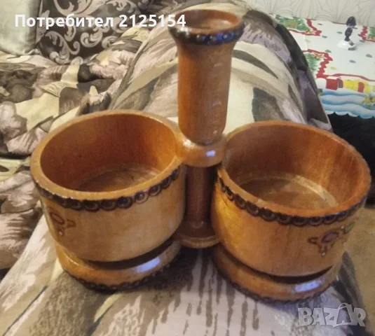 Дървено етно хаванче и солница., снимка 2 - Аксесоари за кухня - 55736533