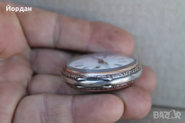 Швейцарски джобен сребърен часовник , снимка 3 - Джобни - 50085018