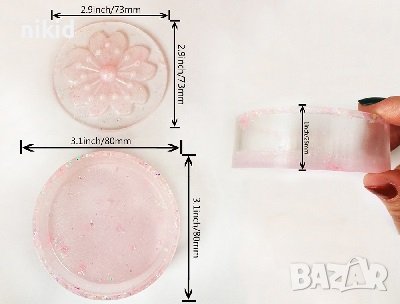 3d Кръг кутия с капак цвете 2 части силиконов молд форма за направа на кутийка за бижута смола молд, снимка 3 - Форми - 29922439