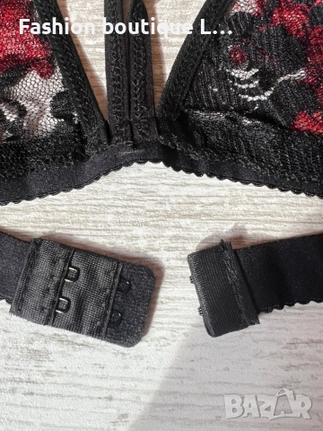 Ново черно дантелено бюстие с лента бродирано цвете и регулиращи се презрамки S , M , L , XL размер, снимка 5 - Бельо - 52197053