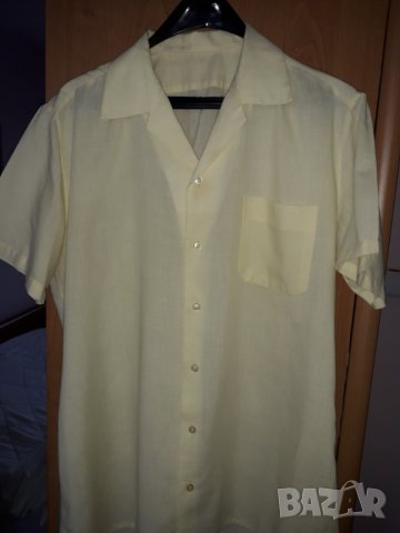 Мъжка лятна риза къс ръкав жълта L-XL, снимка 1 - Ризи - 29132333