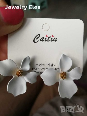 Обеци '' white flowers''1, снимка 6 - Обеци - 23792821