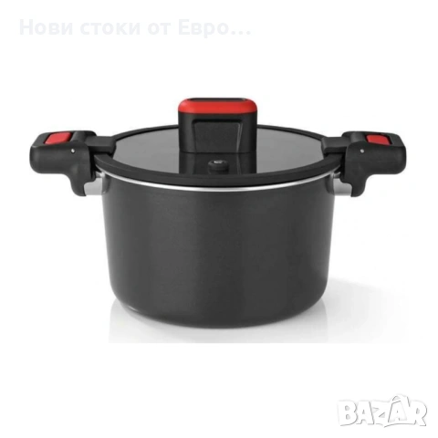 Моята цена: 35€  Енергоспестяваща тенджера GOURMETmaxx от алуминий 5.8 л - черна/червена Енергоспест, снимка 3 - Съдове за готвене - 54265915