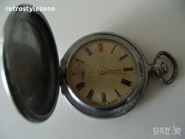 № 7407 стар джобен часовник - Мълния / Молния /  - с метален капак с орнаменти 