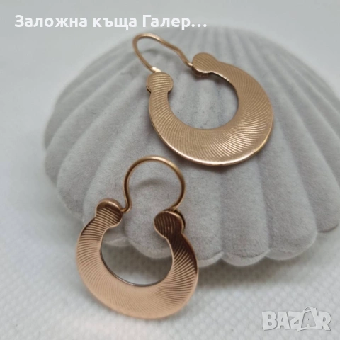 Златни обеци – съветско злато, проба 583, 4,54г, снимка 6 - Обеци - 54215799