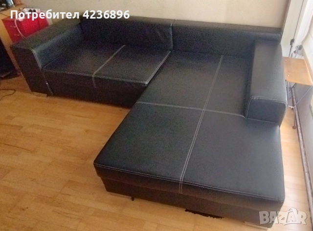 Кожен, ъглов разтегателен диван с лежанка и ракла, снимка 3 - Дивани и мека мебел - 52468043