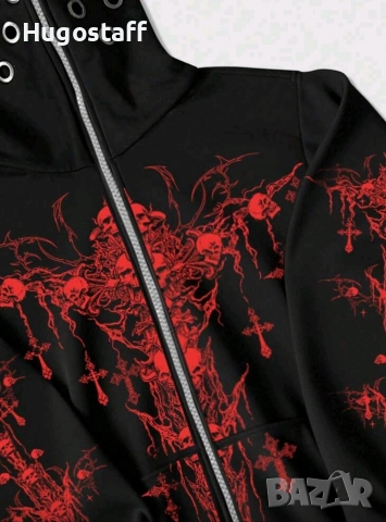 Нов Суитчър худи пънк Street яке горнище с Качулка и Цип, Есен/Зима L/XL, снимка 5 - Суичъри - 52854409