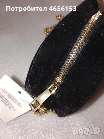 НОВА с етикет МАЛКА ЧЕРНА ЧАНТА от КАДИФЕ със дръжка синджир , снимка 3 - Чанти - 52579617