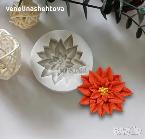 Силиконов молд за фондан Коледна звезда за гипсови отливки декорация на торта , снимка 3 - Форми - 47505015