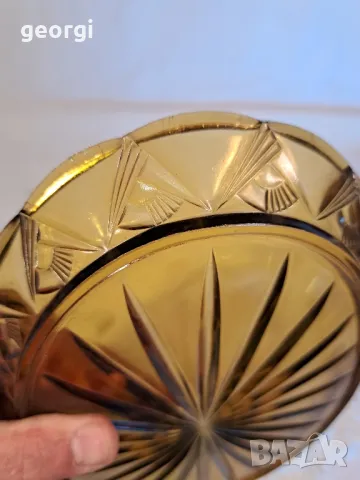елипсовидно стъклено плато цвят кехлибар 21/6, снимка 5 - Прибори за хранене, готвене и сервиране - 49977948