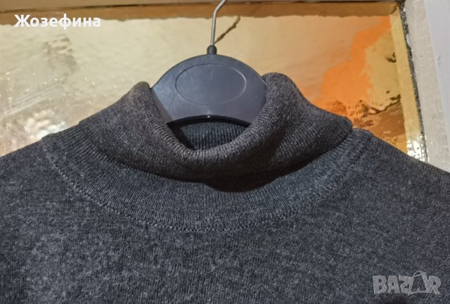 Сив мъжки пуловер с поло яка, снимка 2 - Пуловери - 40791468