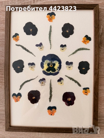 Декорация от хербаризирани теменужки