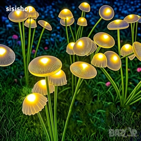 Соларни градински декорации „Медузи и Гъбки“ – Водоустойчиви, с мека жълта светлина 4984, снимка 10 - Градински мебели, декорация  - 54070370